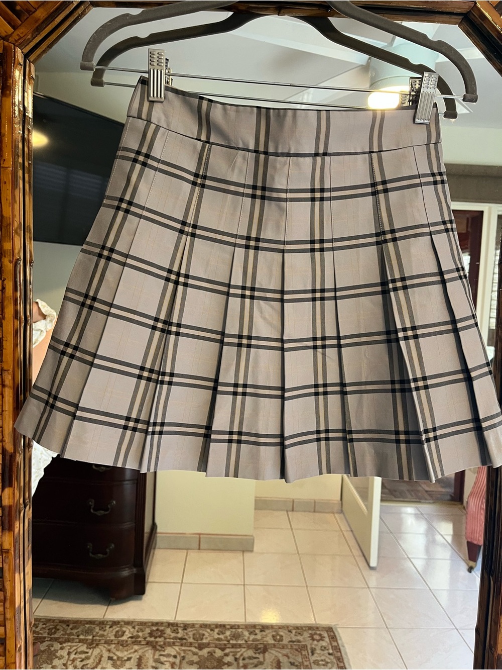 Sunday Best Beige Plaid Pleated Skirt